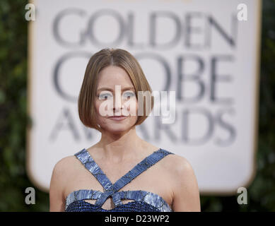 Beverly Hills, California, USA. 13th January 2013. Actress Jodie Foster arrives at the 70th Annual Golden Globe Awards held at The Beverly Hilton Hotel on January 13, 2013 in Beverly Hills, California. .ARMANDO ARORIZO/PI (Credit Image: © Armando Arorizo/Pi/Prensa Internacional/ZUMAPRESS.com) Stock Photo