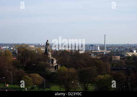 Hamburg, Germany, monument to prince Otto von Bismarck at Hamburg Port Stock Photo