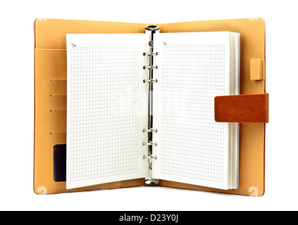 opened notebook is isolated on white Stock Photo