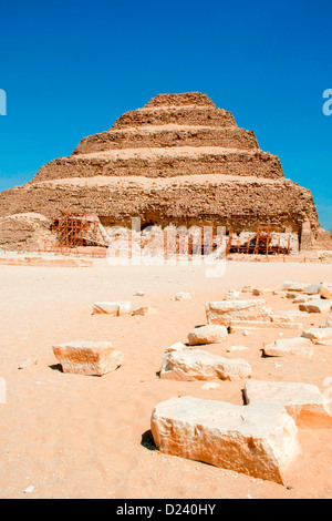 Landscape of the Step Pyramid at Saqqara near Cairo in Egypt. Stock Photo