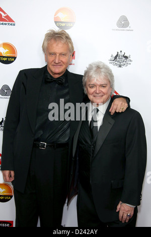 Musicians Russell Hitchcock (l) and Graham Russell of the band 'Air Supply' attend the G'Day USA Los Angeles Black Tie Gala at Hotel JW Marriott in Los Angeles, USA, on 12 January 2013. Photo: Hubert Boesl/dpa Stock Photo