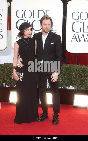 Beverly Hills, California, USA. 13th January 2013. Ewan McGregor, Eve Mavrakis at arrivals for 70th Golden Globe Awards Presentation - Part 2, Beverly Hilton Hotel, Beverly Hills, CA January 13, 2013. Photo By: Charlie Williams/Everett Collection Stock Photo