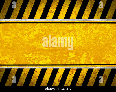 Grunge metal background with black and yellow warning stripes Stock ...