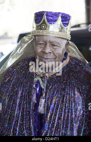 Portrait of one of the 3 Kings at the Three Kings Day Parade in Brooklyn; NY. Stock Photo