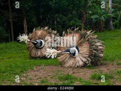 Tubuan Dance With Duk Duk Giant Masks, Rabaul, East New Britain, Papua New Guinea Stock Photo