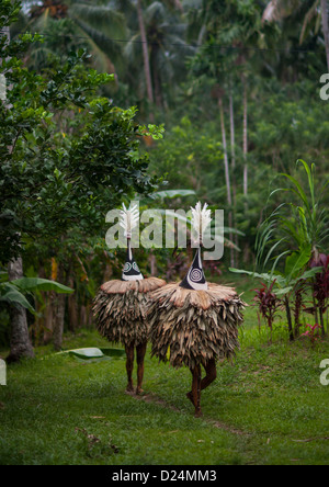 Tubuan Dance With Duk Duk Giant Masks, Rabaul, East New Britain, Papua New Guinea Stock Photo