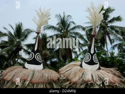 Tubuan Dance With Duk Duk Giant Masks, Rabaul, East New Britain, Papua New Guinea Stock Photo