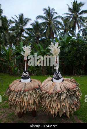 Tubuan Dance With Duk Duk Giant Masks, Rabaul, East New Britain, Papua New Guinea Stock Photo