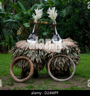 Tubuan Dance With Duk Duk Giant Masks, Rabaul, East New Britain, Papua New Guinea Stock Photo