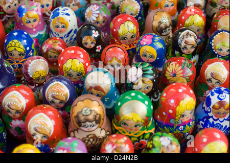 Berlin, Germany, colorful Matryoshka dolls in the window of a Souvenirhaendlers Stock Photo