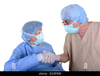 Two surgeons shaking hands Stock Photo