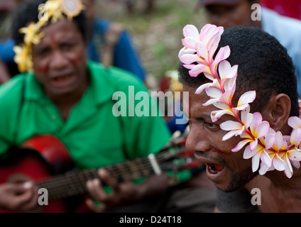 Tribal Dancers During A Ceremony, Trobriand Island, Papua New Guinea Stock Photo