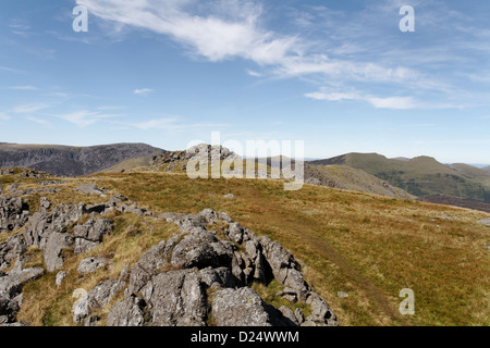 Summit of Moel Lefn with the Nantlle Ridge beyond from Moel yr Ogof, Snowdonia Stock Photo
