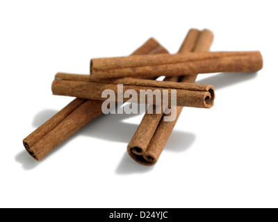 Cinnamon sticks outlined on white Stock Photo