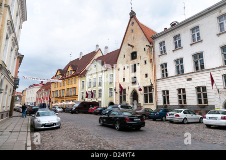 Colourful building fronts in Old Tallinn in Estonia Stock Photo