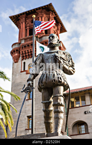 Statue to Don Pedro Menendez de Aviles at the Lightner Museum in St. Augustine, Florida. Don Pedro Menendez de Aviles was the fo Stock Photo