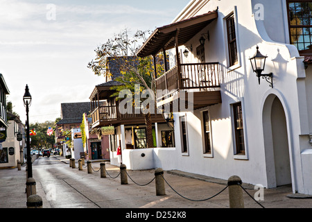 George Street in the historic district in St. Augustine, Florida. St Augustine is the oldest city in America. Stock Photo