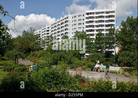 Berlin, Germany, at the refurbished prefabricated Marzahner Promenade Stock Photo