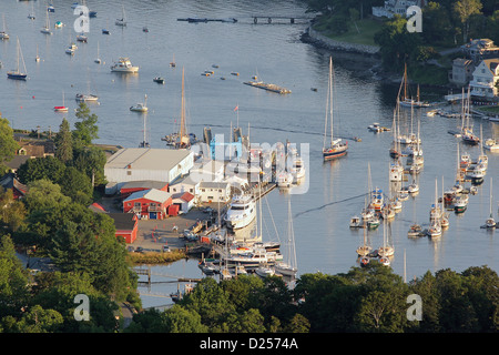 A view of Camden Harbor from Mt Battie, Camden Hills State Park, Maine Stock Photo