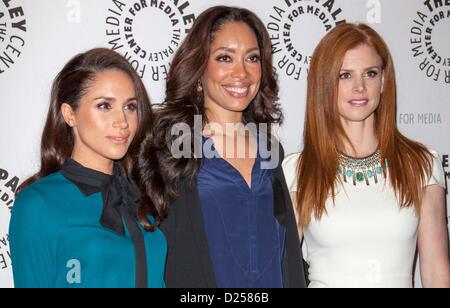 Beverly Hills, California, USA. 14th January 2013. Meghan Markle, Gina Torres, Sarah Rafferty in attendance for The Paley Center for Media Presents An Evening with SUITS, Paley Center for Media, Beverly Hills, CA January 14, 2013. Photo By: Emiley Schweich/Everett Collection Stock Photo