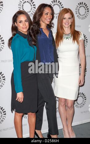 Beverly Hills, California, USA. 14th January 2013. Meghan Markle, Gina Torres, Sarah Rafferty in attendance for The Paley Center for Media Presents An Evening with SUITS, Paley Center for Media, Beverly Hills, CA January 14, 2013. Photo By: Emiley Schweich/Everett Collection Stock Photo