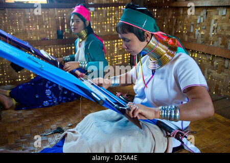 Padaung Shan, Kayan Lahwi tribal girls, inle, myanmar, burma Stock Photo