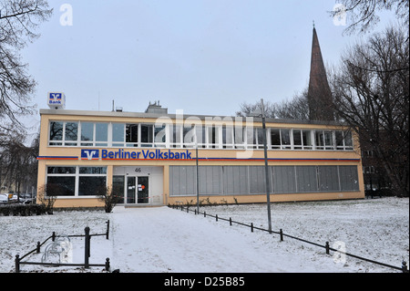 A view of a robbed bank in Berlin, Germany, 14 January 2013. Unknown robbers digged a tunnel in a basement garage nearby and emptied the bank vault. Robbers remain unknown. Photo: Paul Zinken Stock Photo