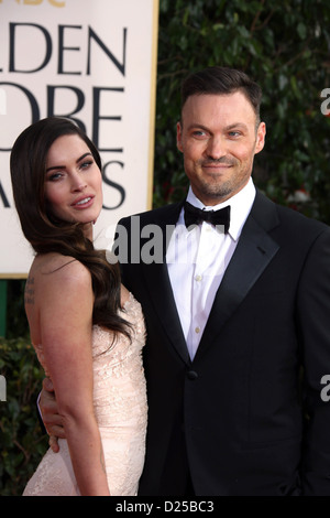 Actors Megan Fox and Brian Austin Green arrive at the 70th Annual Golden Globe Awards presented by the Hollywood Foreign Press Association, HFPA, at Hotel Beverly Hilton in Beverly Hills, USA, on 13 January 2013. Photo: Hubert Boesl Stock Photo
