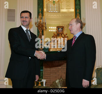 Dec. 19, 2006 - Moscow, Russia - August 21,2008. Sochi,Russia. Pictured: Syrian President Bashar al-Assad at the meeting with Russian President Vladimir Putin in Bocharov Ruchei summer residence of Russian President. (Credit Image: © PhotoXpress/ZUMAPRESS.com) Stock Photo