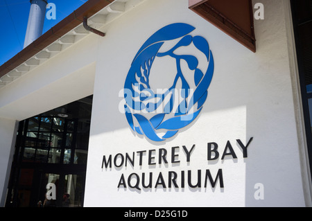Monterey Bay Aquarium California sign out side building Stock Photo
