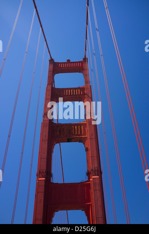 Golden Gate Bridge viewed from tourist bus Stock Photo