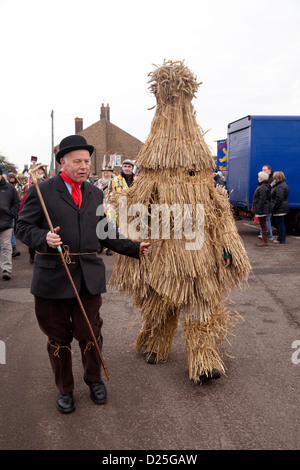 The Straw Bear at Whittlesey Straw Bear festival, Cambridgeshire tradition, UK 2013 Stock Photo