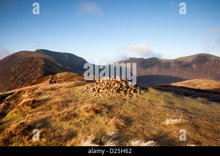 The Mountains of Sail and Crag Hill From Causey Pike in Early Morning Light Lake District Cumbria UK Stock Photo