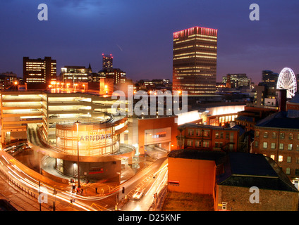 Skyline of Manchester UK at dusk Stock Photo