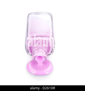 Spilled nail polish on white background Stock Photo
