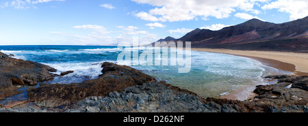 Panoramic view of the beach near Cofete, Fuerteventura Stock Photo
