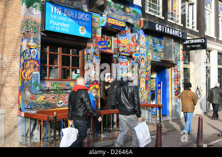 The exterior of the famous Bulldog Coffee shop in the red light district of Amsterdam Stock Photo