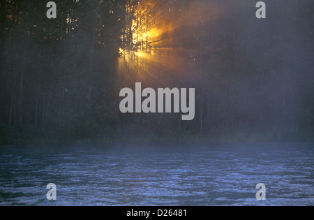 Sunrise on the Upper Kenai River, Alaska, USA Stock Photo