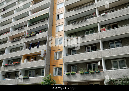 Berlin, Germany, unsanierter plate with balconies at Alexanderplatz Stock Photo