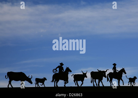 Download Western cattle drive silhouette Stock Photo: 52998767 - Alamy