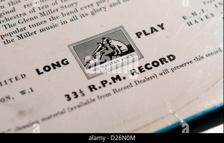 HMV logo on old LP record. Stock Photo