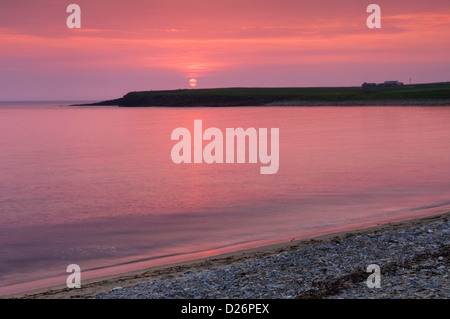 Sunset at Bay of Skaill, Orkney Islands, Scotland. Stock Photo