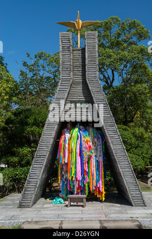 Orizuru Paper Crane Tower in Nagasaki Peace Park, Japan Stock Photo