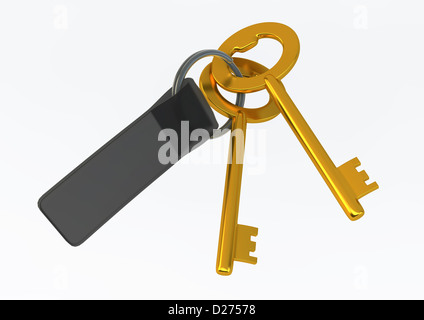 House Keys with Label Illustration isolated on clean white background Stock Photo