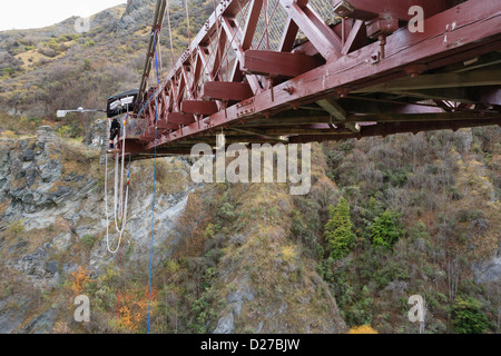 Kawarau Bungy Centre Queenstown South Island New Zealand. Bridge used for bungee jumping over the Kawarau River gorge Stock Photo