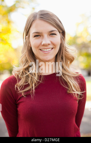 USA, Utah, Provo, Portrait of young woman toothy smiling Stock Photo