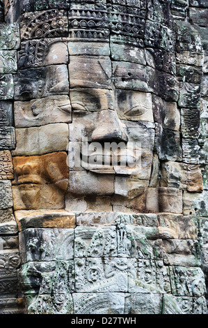 Bayon Temple, Angkor Wat, Cambodia - carving of a face Stock Photo