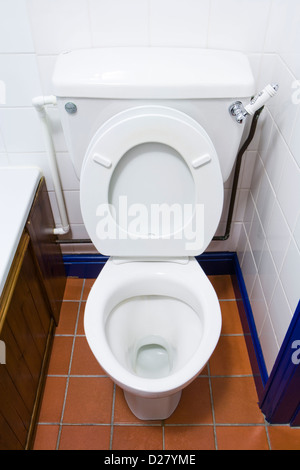 Toilet, seat up. Stock Photo