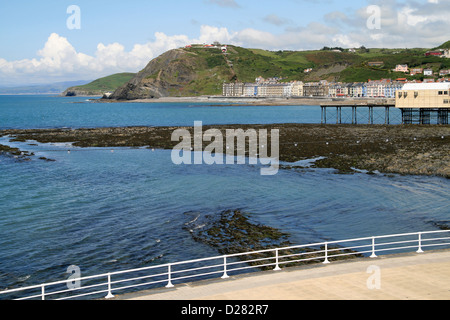 sea front and Constitution Hill Aberystwyth Ceredigion Wales UK Stock Photo