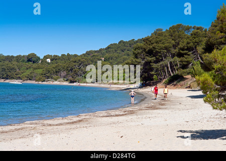 Plage du Pellegrin, a secluded beach near Bormes-les-Mimosas, Var, Provence, France Stock Photo